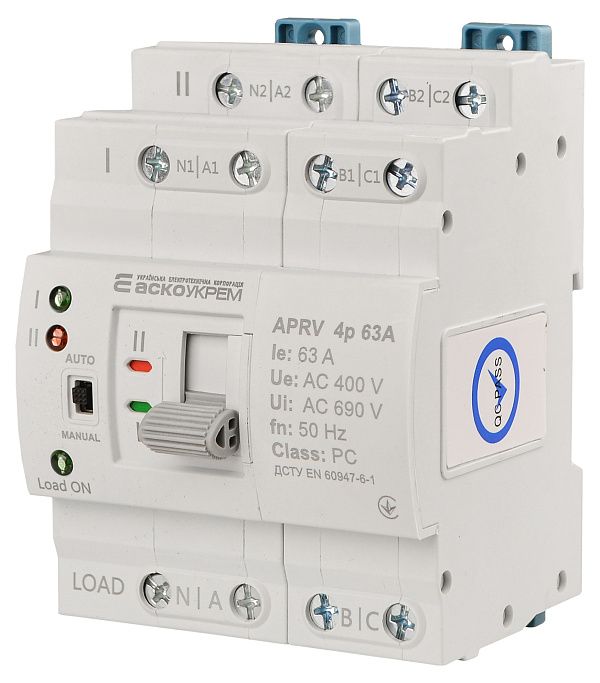 Автоматичний перемикач вводу (I-II) APRV 4P 63A, ACKO [A0010230007]