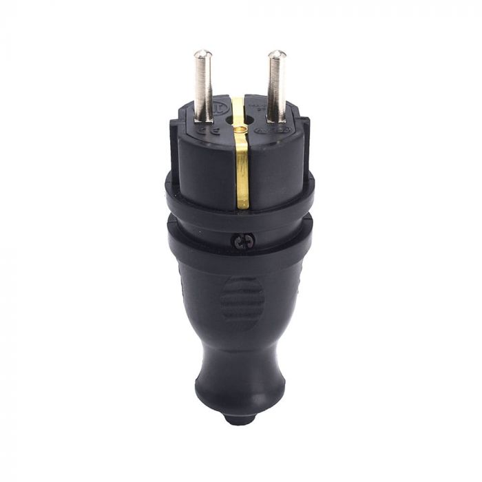 Вилка каучукова пряма KEF 2Р+РЕ, 16А, IP44, чорна, Bylion [403350]