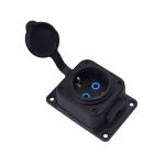 Розетка каучукова стаціонарна 1KMP 2Р+РЕ, 16А, IP44, чорна, Bylion [403356]