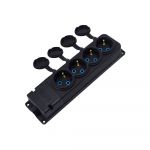 Розетка каучукова чотиримісна стаціонарна 4KMP 2Р+РЕ, 16А, IP44, чорна, Bylion [403359]