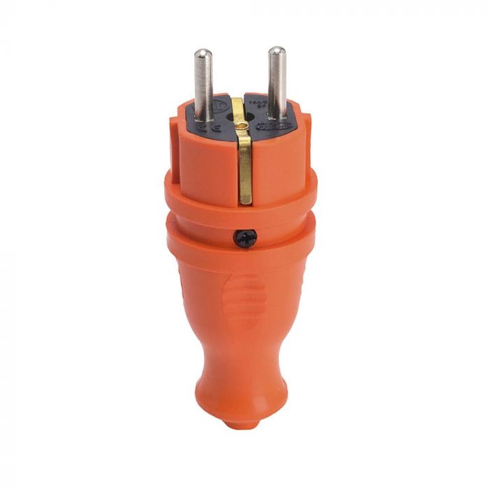 Вилка каучукова пряма KEF-O 2Р+РЕ, 16А, IP44, помаранчева, Bylion [403360]