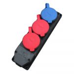 Розетка каучукова тримісна стаціонарна 2T1M 3Р+РЕ 2х25А/2Р+РЕ 16А, IP44, Bylion [403376]