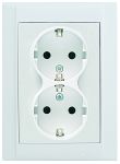Розетка подвійна із з/к Defne, без шторок, білий, Makel [42001057]