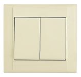 Вимикач двоклавішний без підсвітки Defne, кремовий, Makel [42010003]