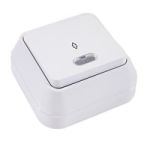 Вимикач прохідний одноклавішний з підсвіткою, білий, Makel [45125]