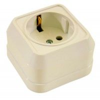 Розетка з з/к, кремовий, Makel [45208]