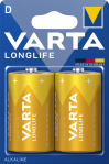 Батарейка Longlife D, BLI 2 шт, Varta [4120101412]