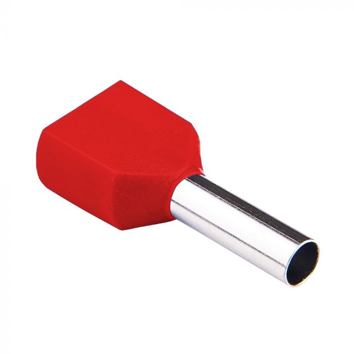 Наконечник втулковий з ізоляцією для 2х проводів TE 1/8, червоний (100 шт), TAKEL [500713к]
