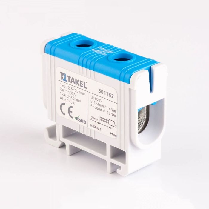 Клема силова ввідна UTB 6-50, блакитний, TAKEL [501162]