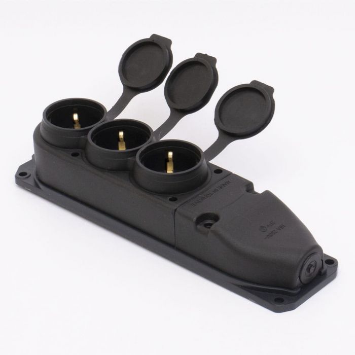 Розетка каучукова тримісна з захисними кришками 403 2Р+РЕ IP44, TAKEL [503362]