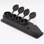 Розетка каучукова чотиримісна з захисними кришками 404 2Р+РЕ IP44, TAKEL [503363]