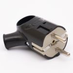 Вилка кутова з кільцем з з/к 208 16A, чорний, TAKEL [503633]