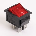 Перемикач клавішний КП-2и 220В, червоний, TAKEL [505401к]