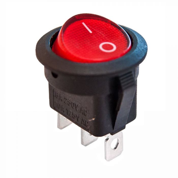 Перемикач клавішний КП-16и 220В, червоний, TAKEL [505433к]