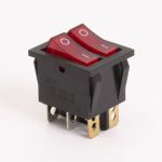 Перемикач клавішний КП-53и 220В, червоний/червоний, TAKEL [505493кк]