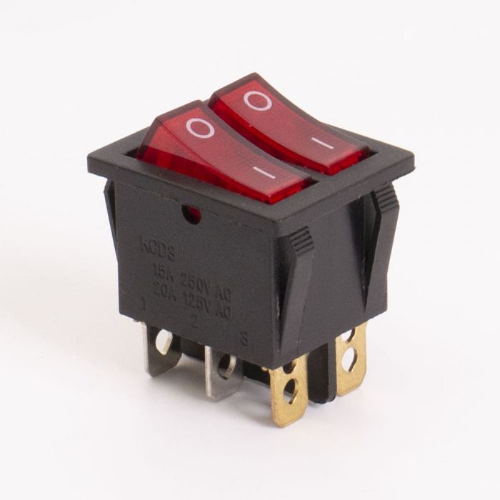 Перемикач клавішний КП-53и 220В, червоний/червоний, TAKEL [505493кк]