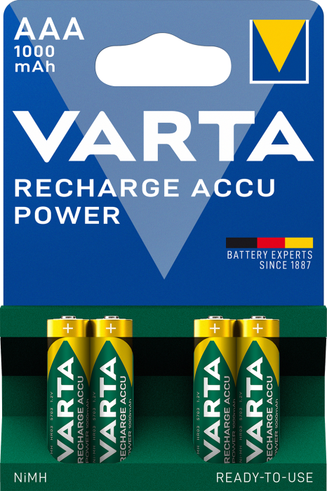 Акумулятор AAA 1000mAh Recharge 4 шт, Varta [5703301404]
