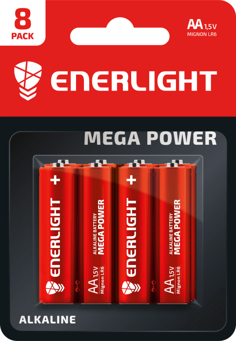 Батарейка Mega Power AA, BLI 8 шт, Enerlight [90060108]