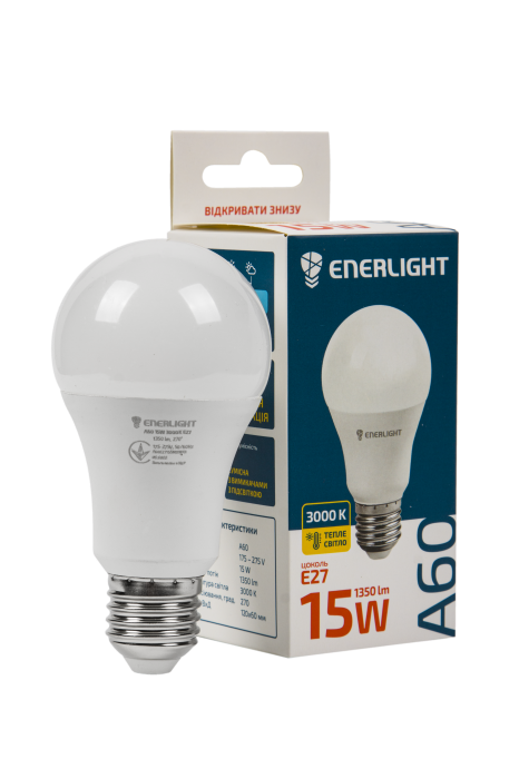Лампа світлодіодна A60 15Вт 3000K E27, Enerlight [A60E2715SMDWFR]