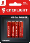 Батарейка Mega Power AAA, BLI 8 шт, Enerlight [90030108]