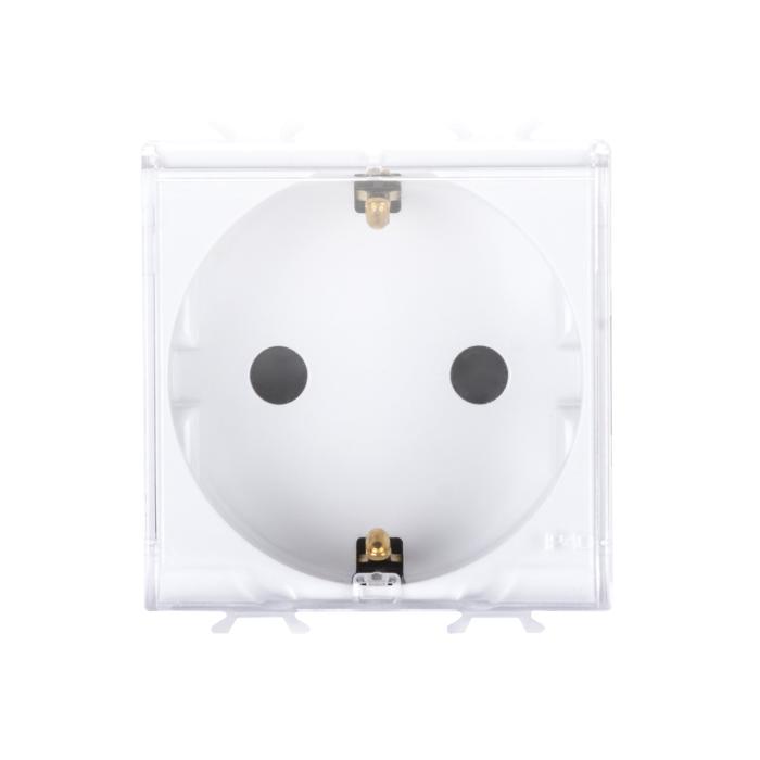 Розетка з кришкою Chorusmart 2M 2P+E 16A глянцевий білий GEWISS [GW10242]
