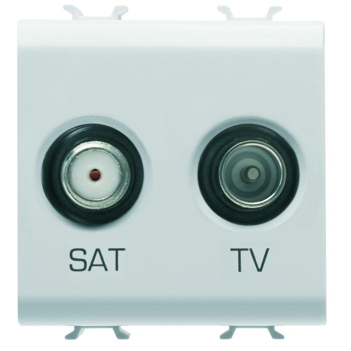 Розетка TV+SAT Chorusmart 2M глянцевий білий GEWISS [GW10383]