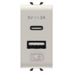 Розетка 2хUSB Chorusmart A+C TYPE 5V 3A 1M бежевий GEWISS [GW13449]