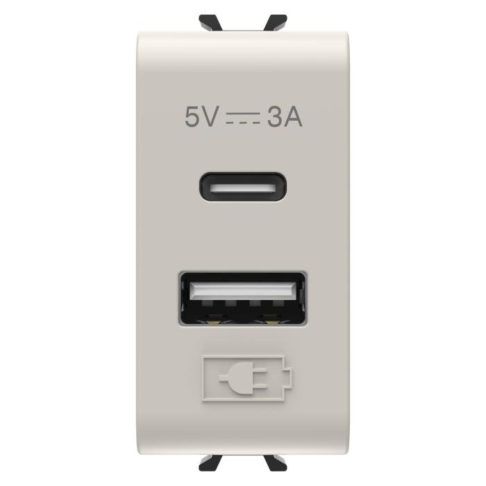 Розетка 2хUSB Chorusmart A+C TYPE 5V 3A 1M бежевий GEWISS [GW13449]