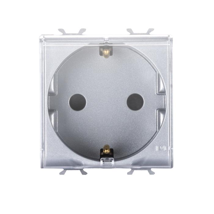 Розетка з кришкою Chorusmart 2M 2P+E 16A титан GEWISS [GW14242]