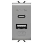 Розетка 2хUSB Chorusmart A+C TYPE 5V 3A 1M титан GEWISS [GW14449]