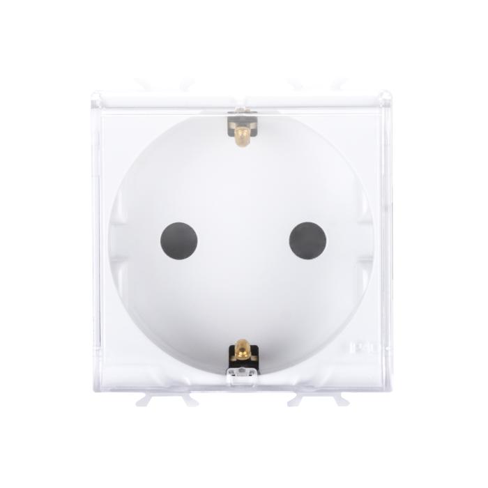Розетка з кришкою Chorusmart 2M 2P+E 16A сатиновий білий GEWISS [GW15242]