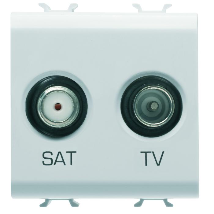 Розетка TV+SAT Chorusmart 2M сатиновий білий GEWISS [GW15383]