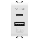 Розетка 2хUSB Chorusmart A+C TYPE 5V 3A 1M сатиновий білий GEWISS [GW15449]