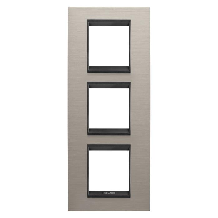 Рамка Chorusmart LUX 2+2+2M вертикальна металева матовий алюміній/лава GEWISS [GW16227WS]