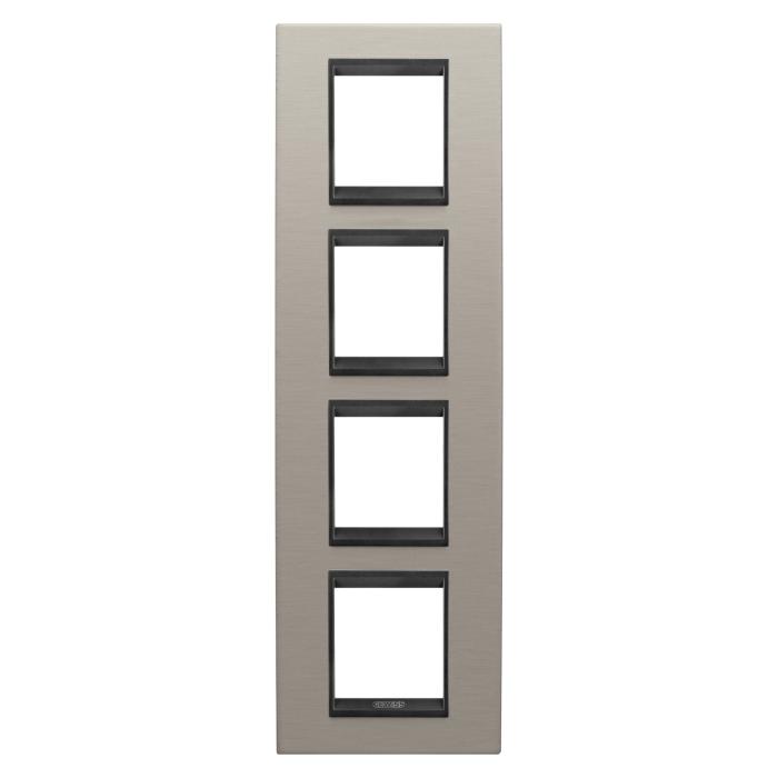 Рамка Chorusmart LUX 2+2+2+2M вертикальна металева матовий алюміній/лава GEWISS [GW16229WS]