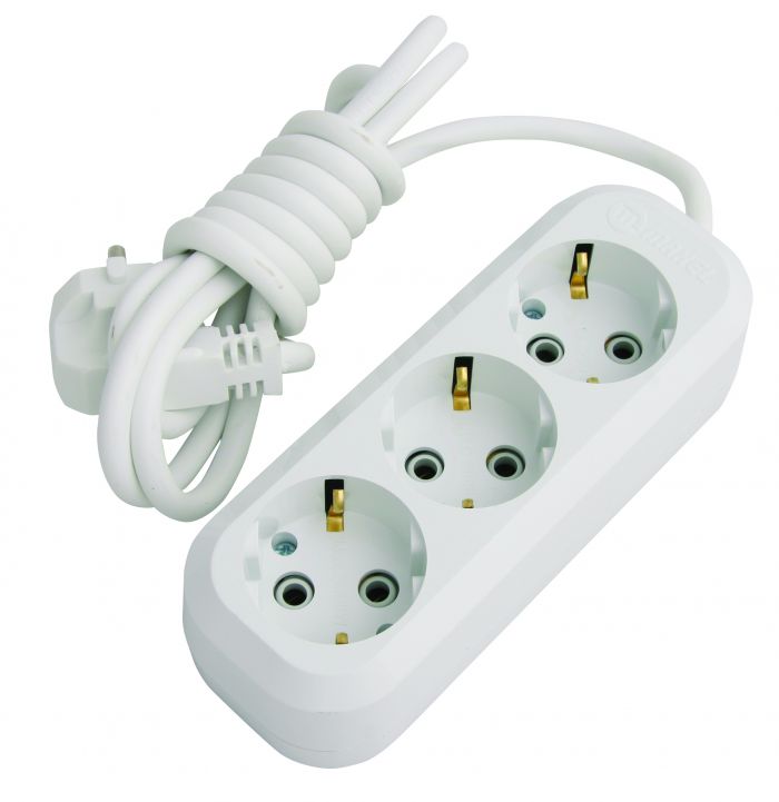 Подовжувач із з/к 3 гнізда, 3м, білий, Makel [MGP133]