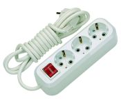 Подовжувач із з/к 3 гнізда, 2м, білий, Makel [MGP212]