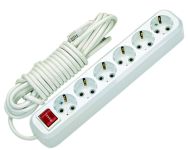 Подовжувач із з/к 6 гнізд, 5м, білий, Makel [MGP234]