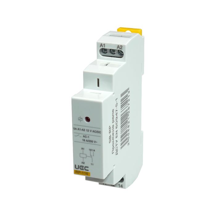Проміжне реле RP 1 конт. (16А) 12 В AC/DC UEC [SB-RP-116-ACDC12V]