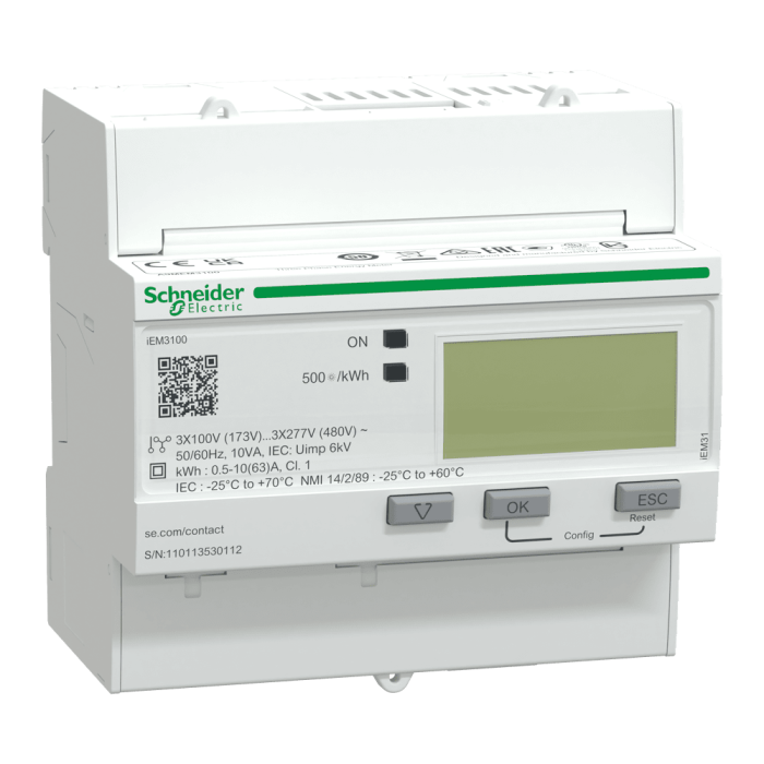 Лічильник енергії, 63 А, Acti9 - Schneider Electric [A9MEM3100]