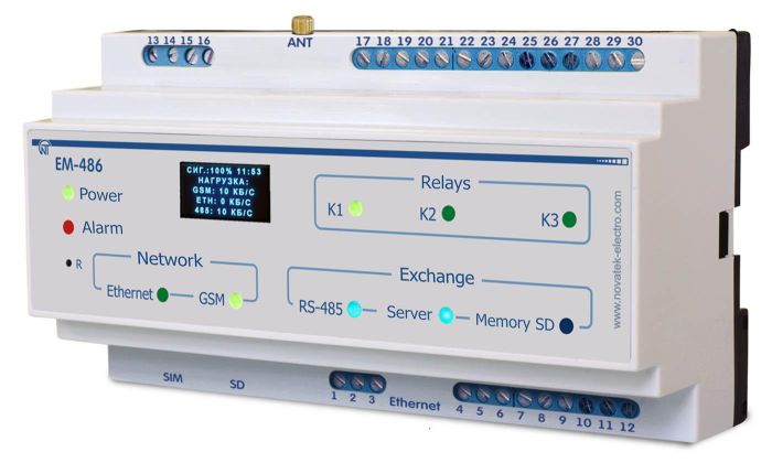 Контролер SMS-сповіщення про аварії на MODBUS - обладнанні EM-486, Новатек-Електро