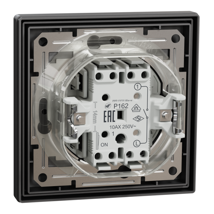 Вимикач, чорний, 1-клавішний, 10 А, Asfora - Schneider Electric [EPH0100271]