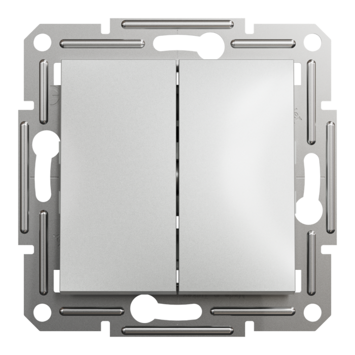 Вимикач, алюмінієвий, 2-клавішний, 10 А, Asfora - Schneider Electric [EPH0300161]