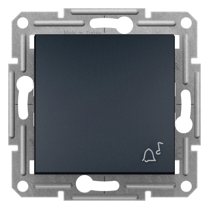 Кнопковий вимикач з символом ''дзвінок'', самозажимний, Asfora антрацит, Schneider Electric [EPH0800171]
