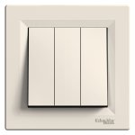 Вимикач, кремовий, 3-клавішний, Asfora - Schneider Electric [EPH2100123]