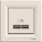 USB розетка, кремова, Asfora - Schneider Electric [EPH2700223]