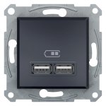 USB розетка, чорна, Asfora - Schneider Electric [EPH2700271]