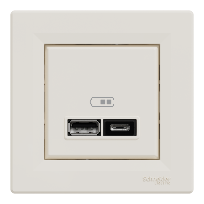 USB розетка, кремова, Asfora - Schneider Electric [EPH2700323]