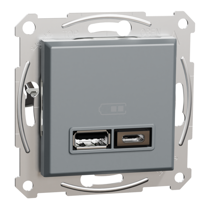 USB розетка, сталь, Asfora - Schneider Electric [EPH2700362]