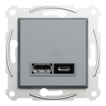 USB розетка, сталь, Asfora - Schneider Electric [EPH2700362]